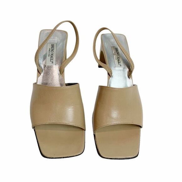 Excellent Bruno Magli Tam Leather Slingback Heel Sandal Size 7 - Picture 3 of 11